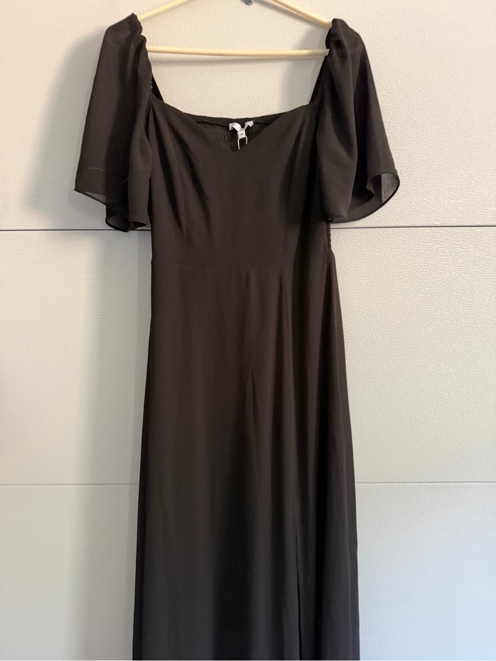 Baltic Born Black Off-Shoulder Maxi Dress with Flutter Sleeves